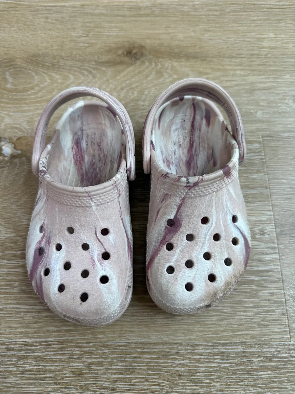 Pink Marble Crocs Size 9 Toddler
